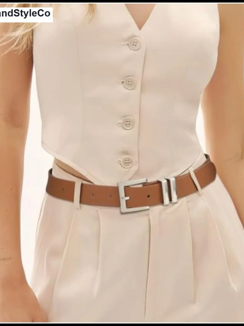 Women's Faux Leather Belt Square Buckle Waist Belt for Jeans Dresses
